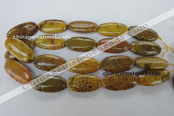 CFA61 15.5 inches 20*40mm oval yellow chrysanthemum agate beads