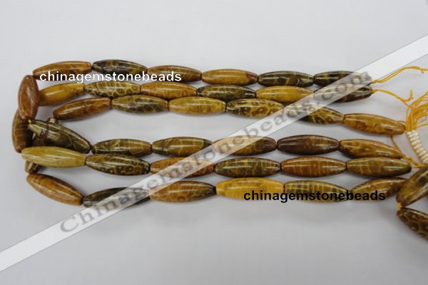 CFA62 15.5 inches 10*30mm rice yellow chrysanthemum agate beads
