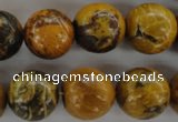 CFA63 15.5 inches 16mm round yellow chrysanthemum agate beads