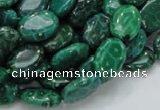 CFA70 15.5 inches 10*14mm oval green chrysanthemum agate beads