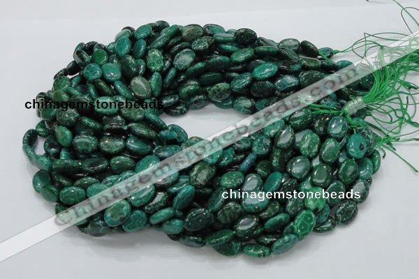 CFA70 15.5 inches 10*14mm oval green chrysanthemum agate beads