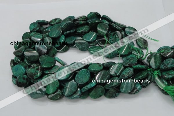 CFA72 15.5 inches 15*20mm twisted oval green chrysanthemum agate beads