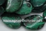 CFA73 15.5 inches 18*25mm twisted oval green chrysanthemum agate beads