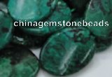 CFA74 15.5 inches 22*30mm twisted oval green chrysanthemum agate beads