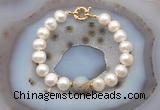 CFB1044 Hand-knotted 9mm - 10mm potato white freshwater pearl & serpentine jasper bracelet