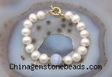 CFB1075 Hand-knotted 9mm - 10mm potato white freshwater pearl & blue lace agate bracelet