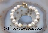 CFB1076 Hand-knotted 9mm - 10mm potato white freshwater pearl & montana agate bracelet