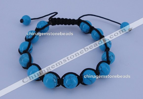 CFB511 10mm round turquoise beads adjustable bracelet wholesale