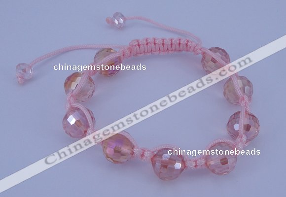 CFB520 12mm faceted round crystal beads adjustable bracelet wholesale