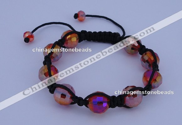 CFB521 12mm faceted round crystal beads adjustable bracelet wholesale