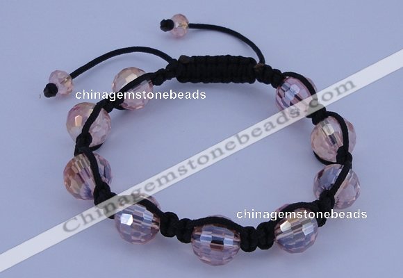 CFB522 12mm faceted round crystal beads adjustable bracelet wholesale