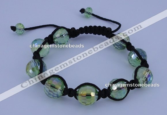 CFB523 12mm faceted round crystal beads adjustable bracelet wholesale