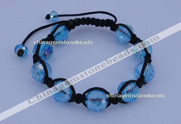 CFB524 12mm faceted round crystal beads adjustable bracelet wholesale