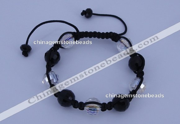 CFB528 12mm faceted round crystal beads adjustable bracelet wholesale