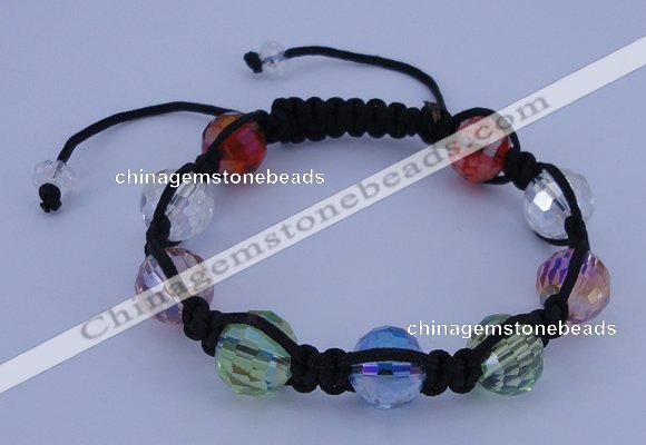 CFB529 12mm faceted round crystal beads adjustable bracelet wholesale