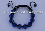 CFB558 10mm round rhinestone with hematite beads adjustable bracelet