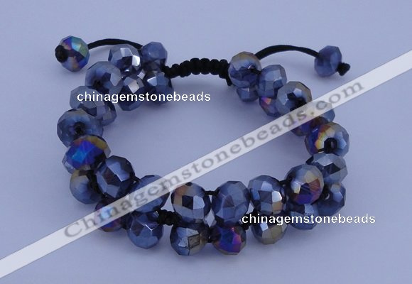 CFB586 8*10mm faceted rondelle crystal beads adjustable bracelet