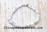 CFB700 faceted rondelle white howlite & potato white freshwater pearl stretchy bracelet