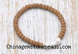 CFB740 faceted rondelle wooden jasper & potato white freshwater pearl stretchy bracelet