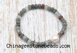 CFB745 faceted rondelle African bloodstone & potato white freshwater pearl stretchy bracelet