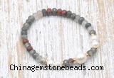 CFB747 faceted rondelle African bloodstone & potato white freshwater pearl stretchy bracelet