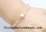 CFB821 4mm faceted round pink aventurine & potato white freshwater pearl bracelet