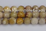 CFC228 15.5 inches 4mm faceted round fossil coral beads