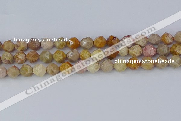 CFC239 15.5 inches 12mm faceted nuggets fossil coral beads