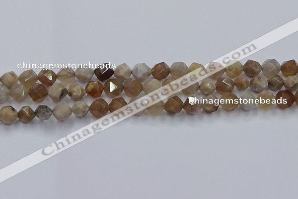 CFC301 15.5 inches 8mm faceted nuggets coral jade beads