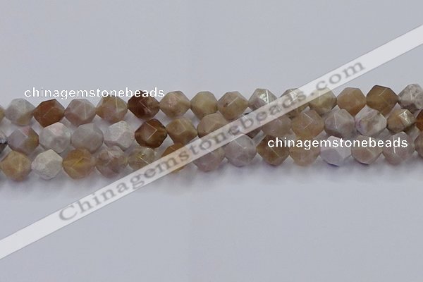 CFC302 15.5 inches 10mm faceted nuggets coral jade beads