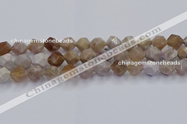 CFC303 15.5 inches 12mm faceted nuggets coral jade beads