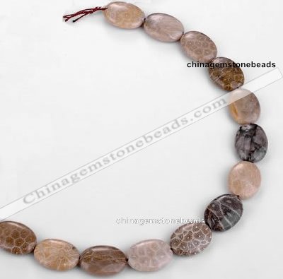 CFC49 15.5 inch 15*20mm oval coral fossil jasper beads wholesale