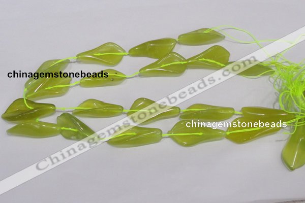 CFG02 15.5 inches 18*38mm carved trumpet flower korean jade beads