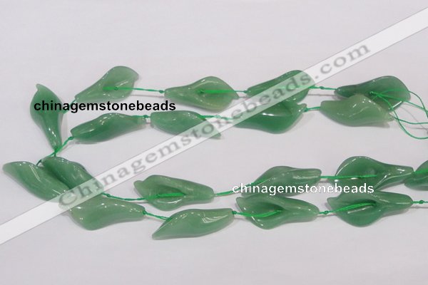 CFG03 15.5 inches 18*38mm carved flower green aventurine jade beads