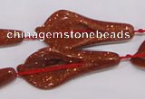 CFG04 15.5 inches 18*38mm carved trumpet flower goldstone beads