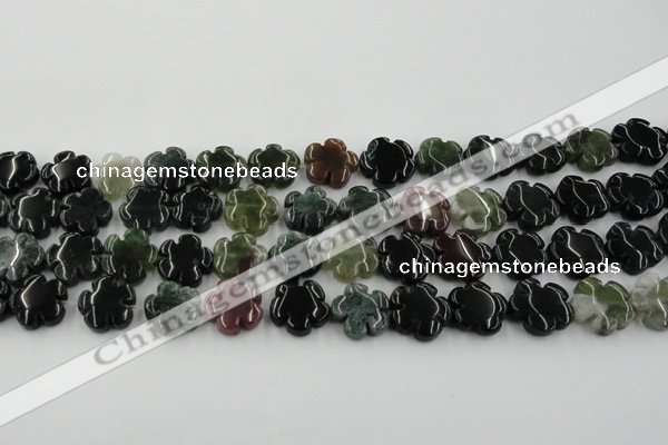 CFG1001 15.5 inches 16mm carved flower Indian Agate beads