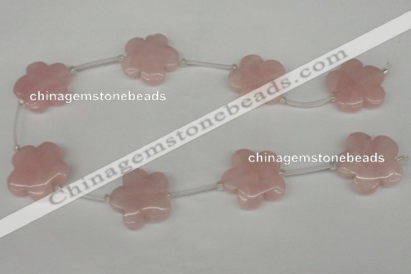 CFG1011 15.5 inches 30mm carved flower rose quartz beads