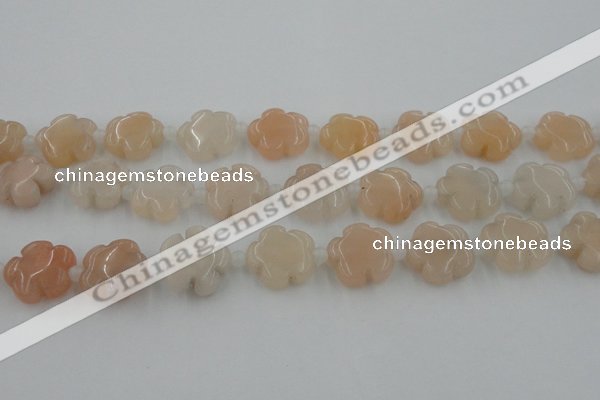 CFG1020 15.5 inches 16mm carved flower pink aventurine beads