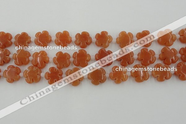 CFG1021 15.5 inches 16mm carved flower red aventurine beads