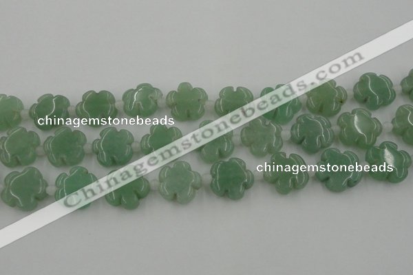 CFG1022 15.5 inches 16mm carved flower green aventurine beads