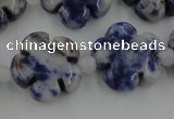 CFG1024 15.5 inches 16mm carved flower sodalite gemstone beads