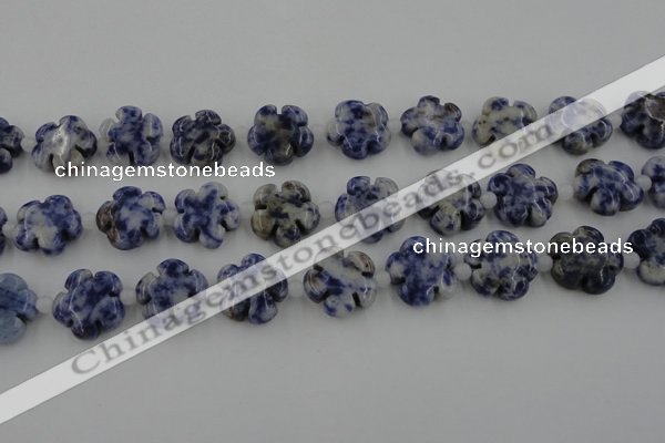 CFG1024 15.5 inches 16mm carved flower sodalite gemstone beads