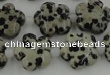 CFG1026 15.5 inches 16mm carved flower dalmatian jasper beads