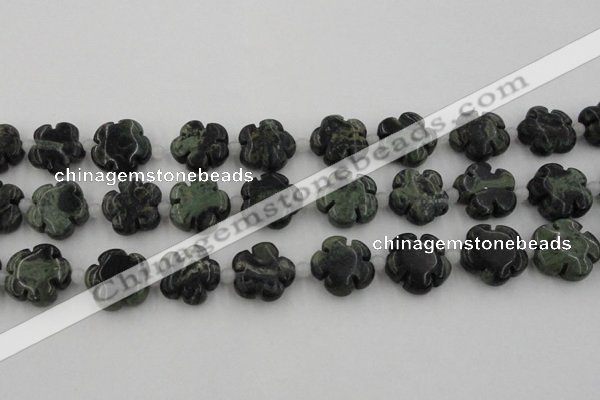 CFG1027 15.5 inches 16mm carved flower kambaba jasper beads