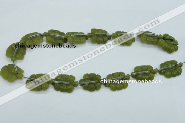 CFG11 15.5 inches 20*28mm carved leaf Korean jade beads