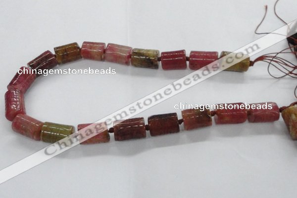 CFG1100 15.5 inches 15*20mm carved tube agate gemstone beads