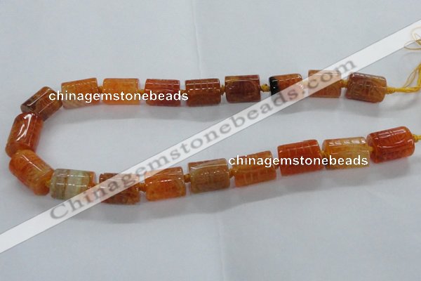 CFG1101 15.5 inches 15*20mm carved tube agate gemstone beads