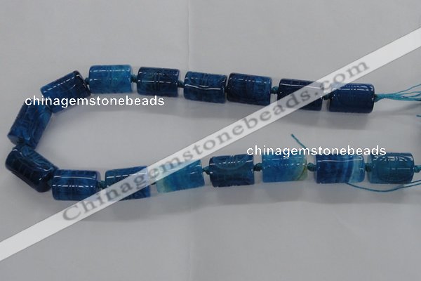 CFG1103 15.5 inches 15*20mm carved tube agate gemstone beads