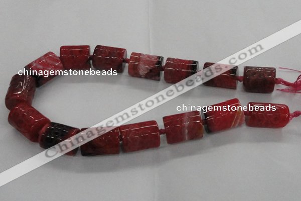 CFG1110 15.5 inches 17*22mm carved tube agate gemstone beads