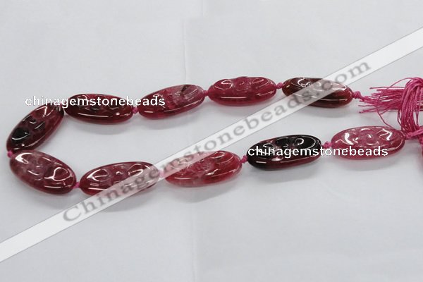 CFG1135 15.5 inches 20*40mm carved oval agate gemstone beads